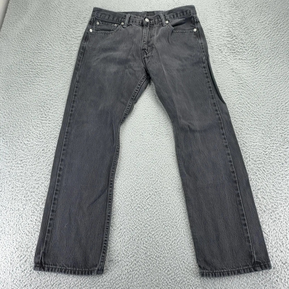 Levis 513 Mens 33x30 Slim Straight Black Gray Wash Denim Jeans Red Tab
